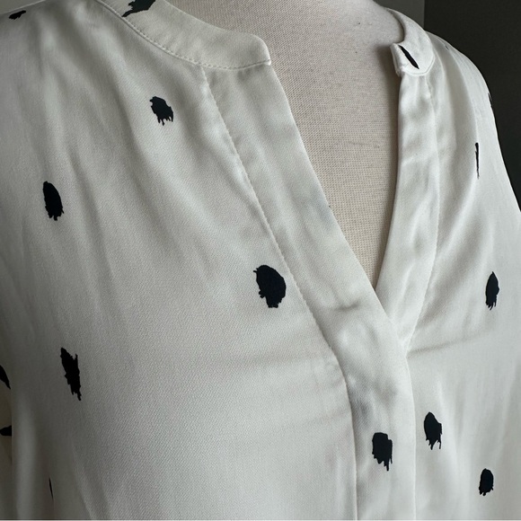 JASMINE & JULIANA White and Black Splodge Long Sleeves Blouse Size Large - Picture 5 of 13